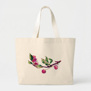 Cherry Branch and your Name Large Tote Bag