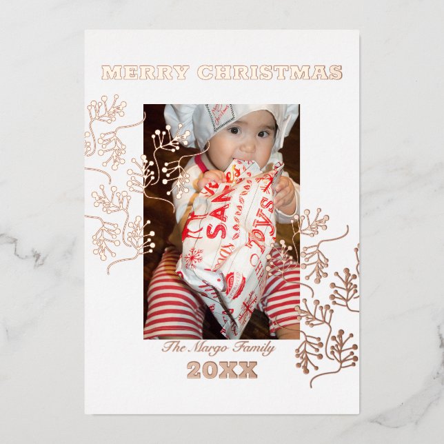 Cherry Branch Merry Christmas Photo Pressed  (Front)