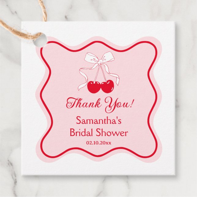 Cherry Bridal Shower Favour Tags (Front)