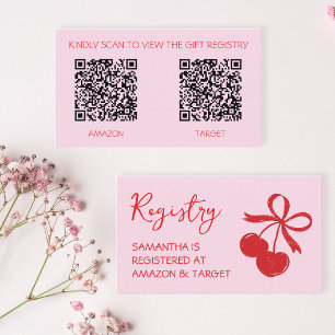 Cherry Bridal Shower Gift Registry QR Code Enclosure Card