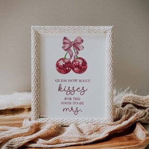 Cherry Bridal Shower Guess How Many Kisses Poster