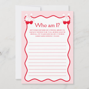 Cherry Bridal Shower Guess Who Am I Game Card