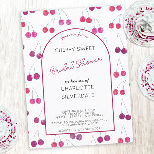 Cherry Bridal Shower Invitation Postcard