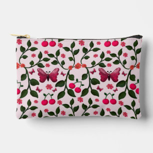 Cherry Butterfly Floral Seamless Pattern Accessory Pouch
