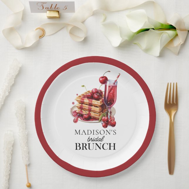 Cherry Celebration Bridal Brunch Custom Paper Plate (Wedding)