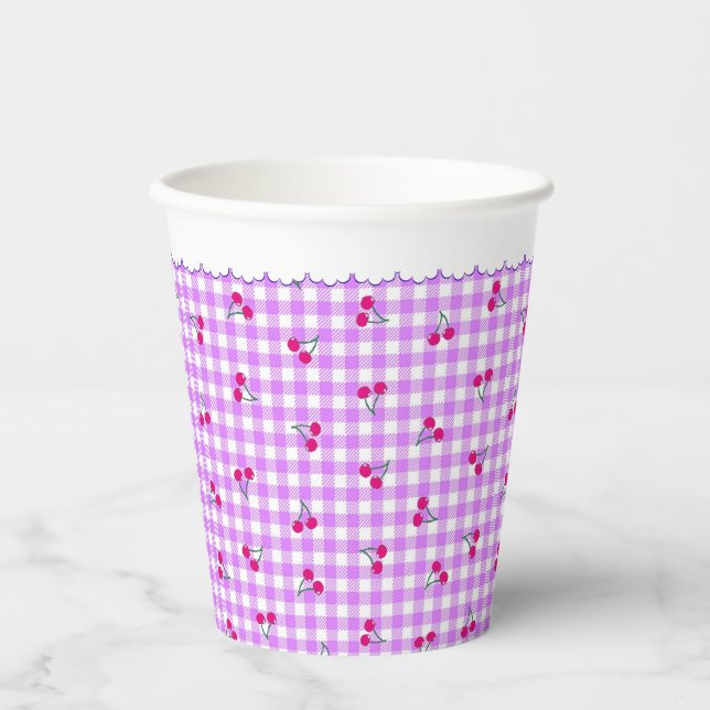 Cherry check pink paper cup (Front)