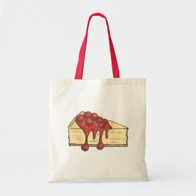 Cherry Cheesecake Cake Slice w/ Cherries Tote Bag (Front)