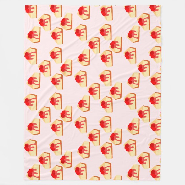 Cherry Cheesecake Dessert Fleece Blanket (Front)