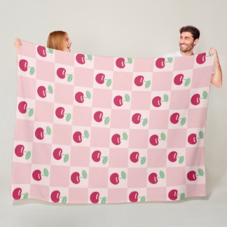 Cherry Chequerboard Delight Fleece Blanket