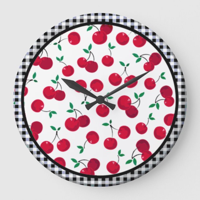 cherry chequered wall clock (Front)