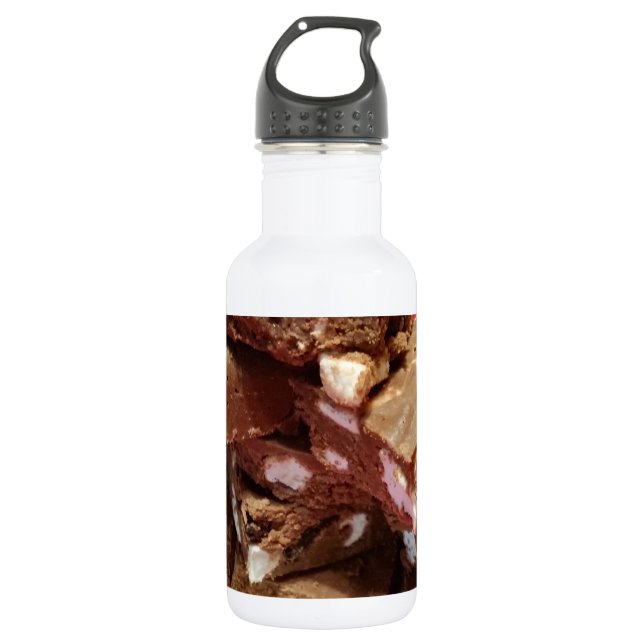Cherry Chocolate Marshmallow Fudge On A Plate 532 Ml Water Bottle (Front)