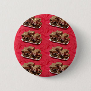 Cherry Chocolate Marshmallow Fudge On A Plate 6 Cm Round Badge