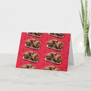 Cherry Chocolate Marshmallow Fudge On A Plate Card
