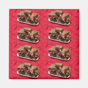 Cherry Chocolate Marshmallow Fudge On A Plate Magnet