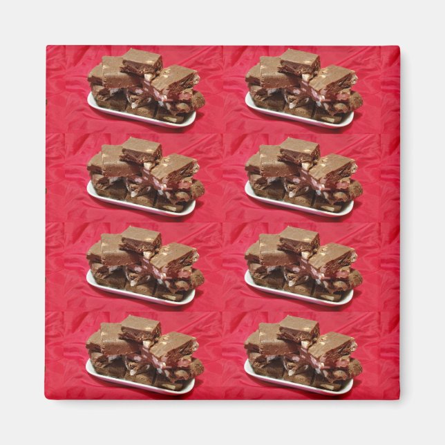Cherry Chocolate Marshmallow Fudge On A Plate Magnet (Front)