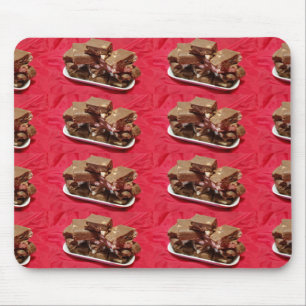 Cherry Chocolate Marshmallow Fudge On A Plate Mouse Pad
