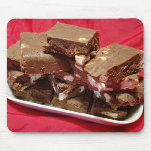Cherry Chocolate Marshmallow Fudge On A Plate Mouse Pad