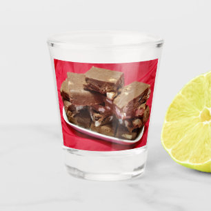 Cherry Chocolate Marshmallow Fudge On A Plate Shot Glass