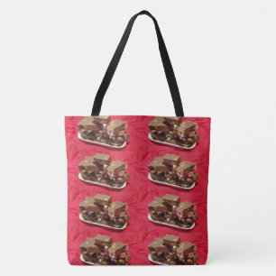 Cherry Chocolate Marshmallow Fudge On A Plate Tote Bag