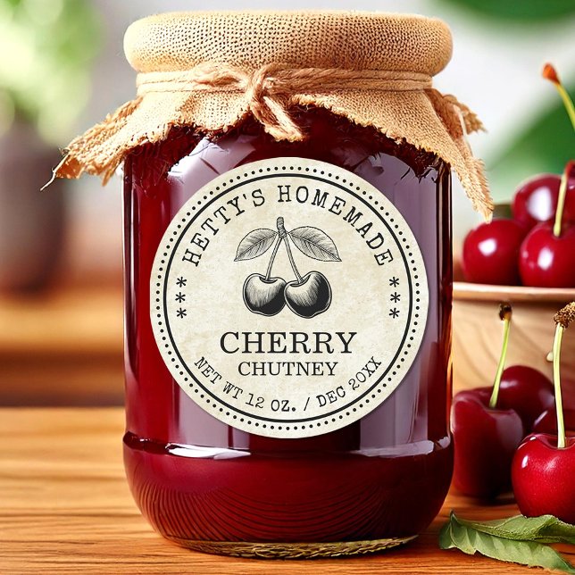 Cherry chutney jar label for your homemade recipes (Creator Uploaded)