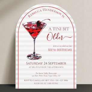 Cherry cocktail A tini bit Older, any age birthday Invitation