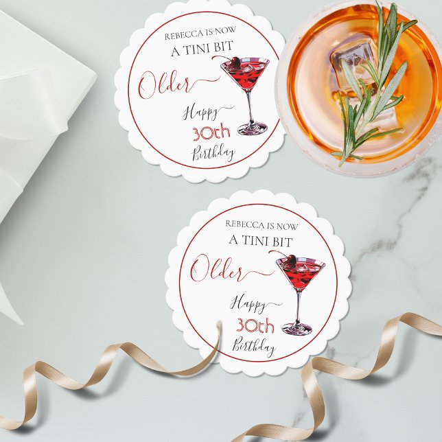 Cherry cocktail A tini bit Older Birthday Paper Coaster (Creator Uploaded)