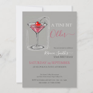 Cherry cocktail A tini bit Older doodle birthday Invitation