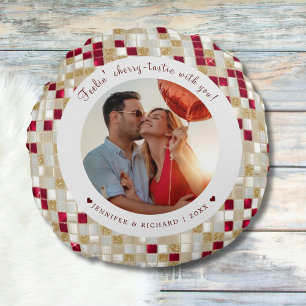 Cherry Coded Valentine's Day Round Custom Pillow