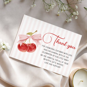Cherry Coquette Baby Shower Thank You Enclosure Card