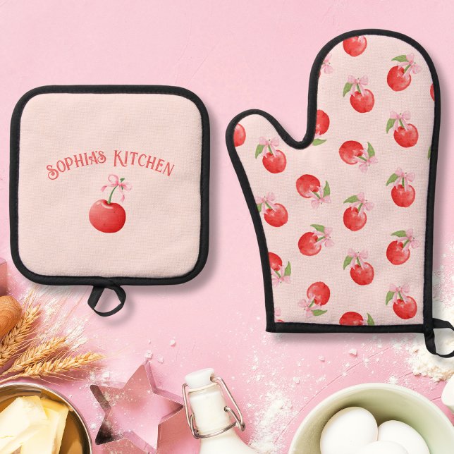 Cherry Coquette  Oven Mitt & Pot Holder Set (Creator Uploaded)