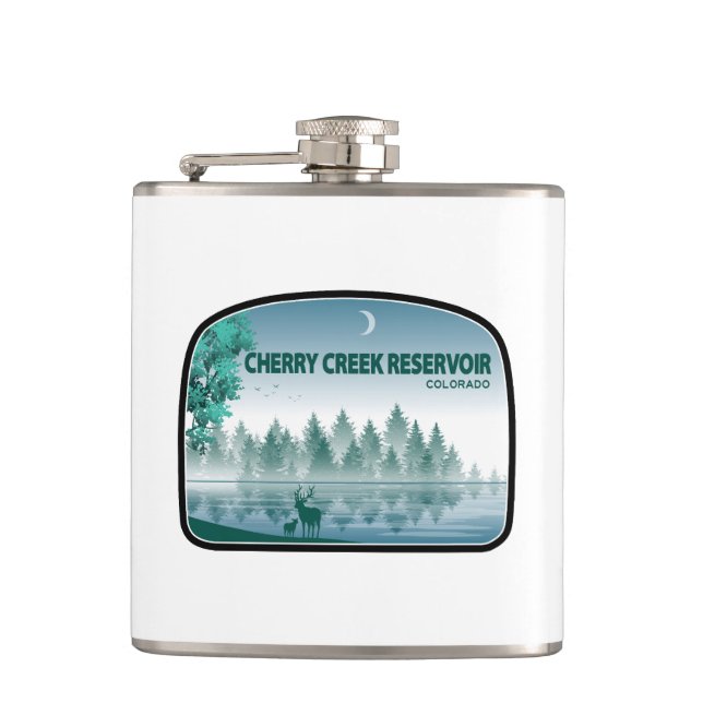 Cherry Creek Reservoir Colorado Deer Hip Flask (Front)