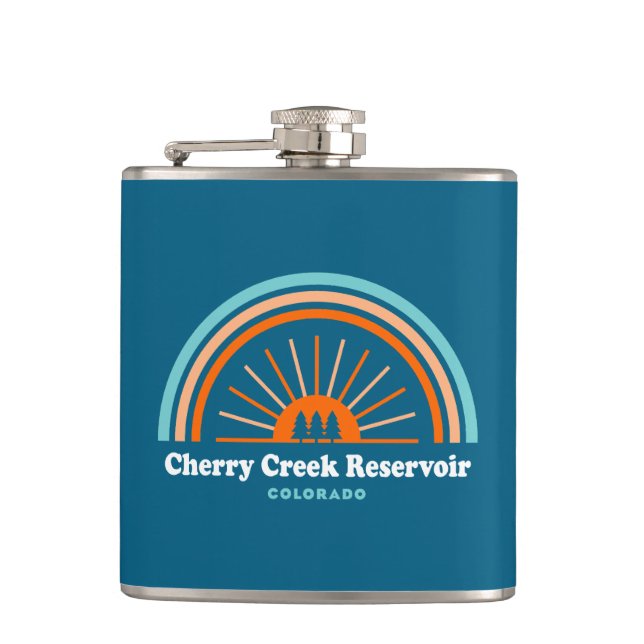 Cherry Creek Reservoir Colorado Rainbow Hip Flask (Front)