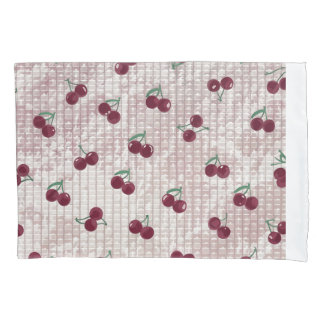 Cherry Crochet Blanket Illustration – Pastel Pink Pillowcase