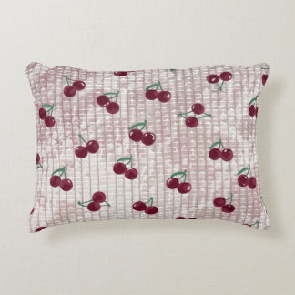 Cherry Crochet Throw Pillow Cover – Pastel Pink