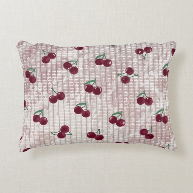 Cherry Crochet Throw Pillow Cover – Pastel Pink  (Front)