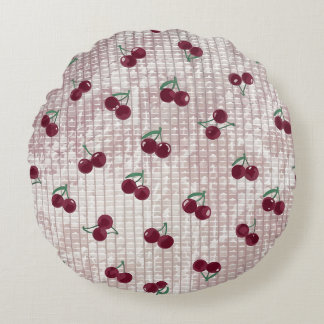 Cherry Crochet Throw Pillow Cover – Pastel Pink