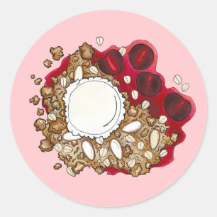 Cherry Crumble Cobbler Dessert Ice Cream Food Classic Round Sticker