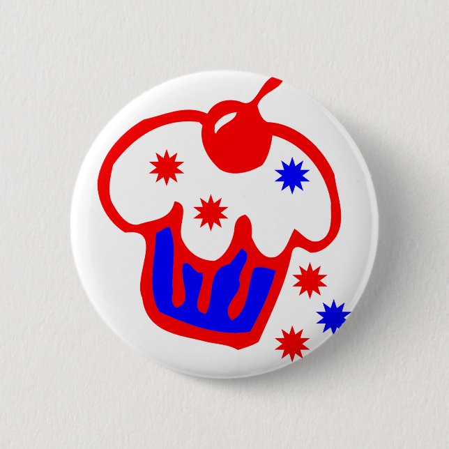 cherry cupcake 6 cm round badge (Front)