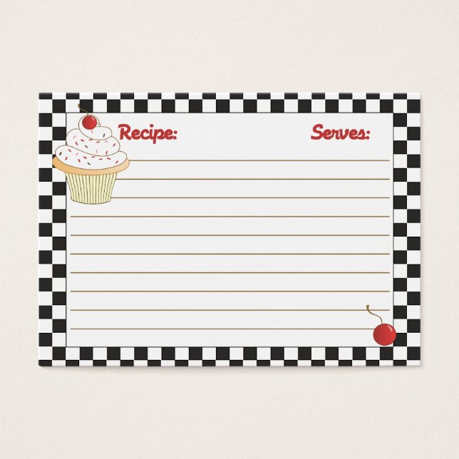 Cherry Cupcake Mini Recipe Cards (Front)