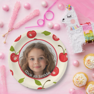 Cherry Custom photo and name Paper Plate