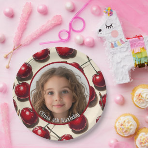 Cherry Custom photo and name Paper Plate