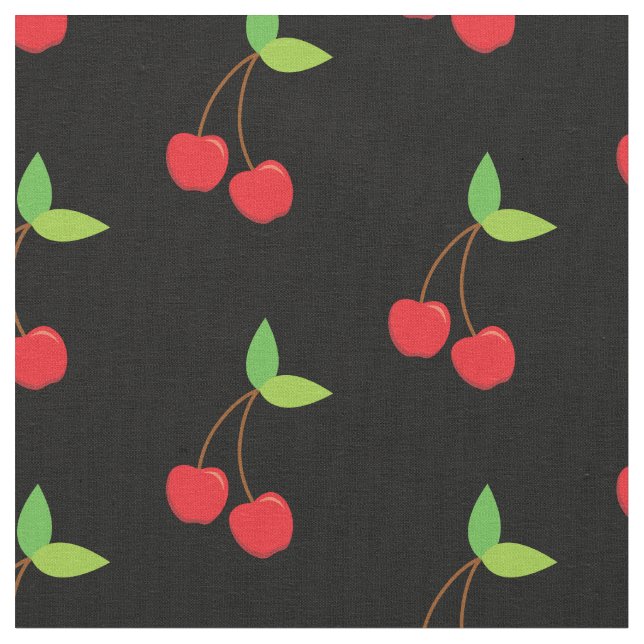 Cherry Cute Fruit Cherries Kitchen Fabric (Close Up)