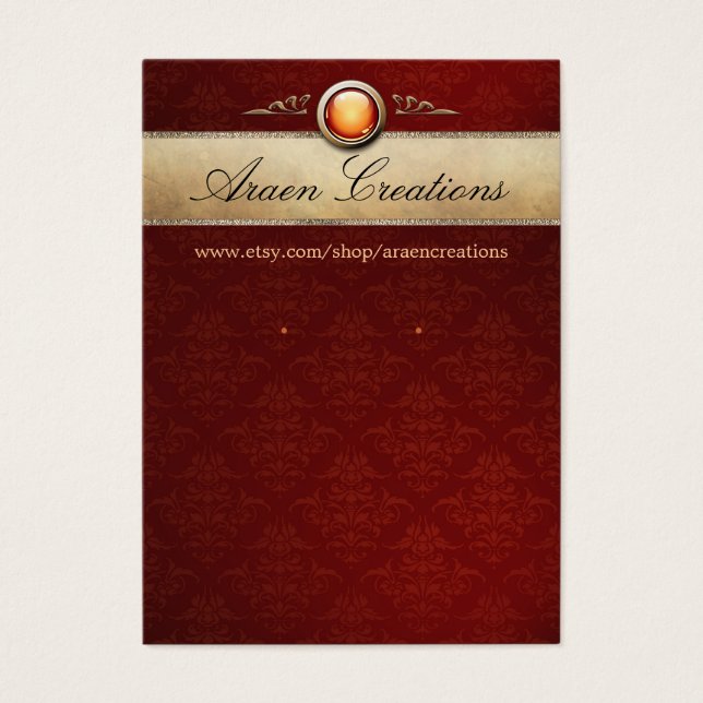 Cherry Damask Pattern Earrings Display Card (Front)