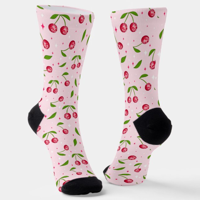 Cherry Disco Ball Pattern Socks (Angled)
