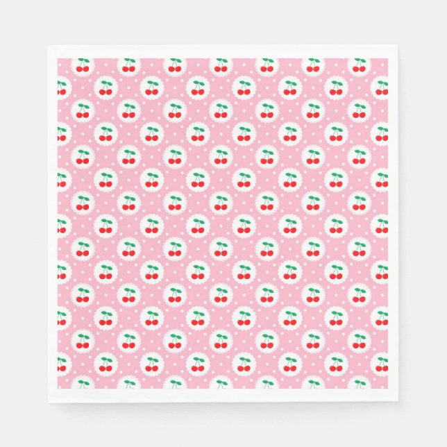 Cherry Dot Pattern – Retro Fruit Gift & Decor Napkin (Front)