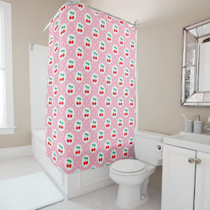 Cherry Dot Pattern – Retro Fruit Gift & Decor Shower Curtain