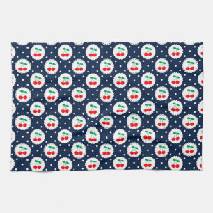 Cherry Dot Pattern – Retro Fruit Gift & Decor Tea Towel