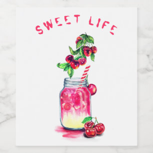 Cherry Drink Wine Bottle Labels - Custom Text