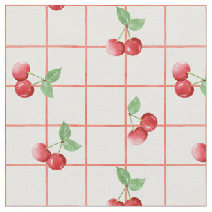 Cherry farmhouse cottagecore summer berry picnic  fabric