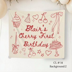 Cherry First Birthday Decorations cherry on top Tapestry